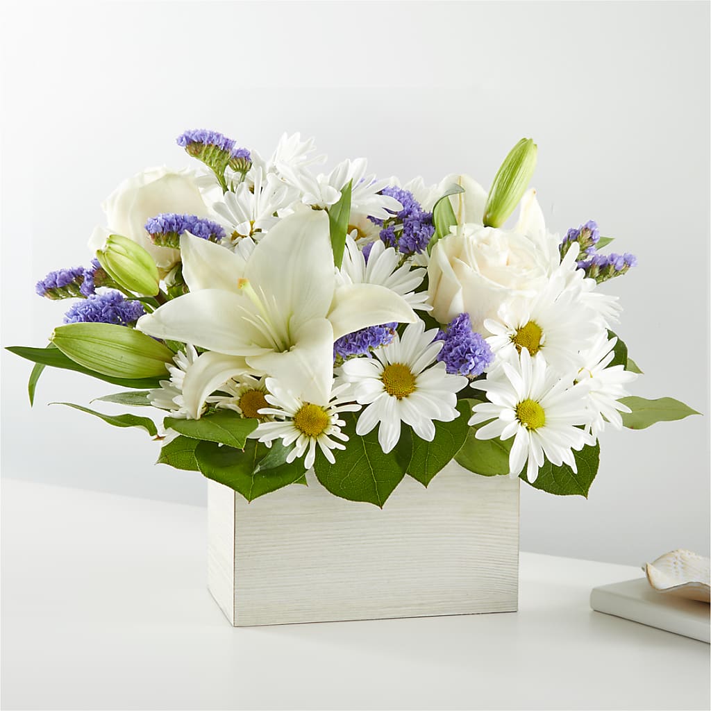 Beyond Blue Box Bouquet – PIERSON'S FLOWER SHOP & GREENHOUSES INC, Cedar Rapids IA