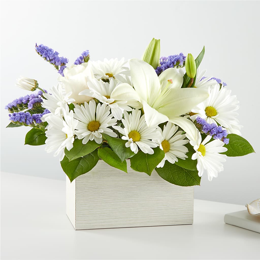Beyond Blue Box Bouquet – PIERSON'S FLOWER SHOP & GREENHOUSES INC, Cedar Rapids IA