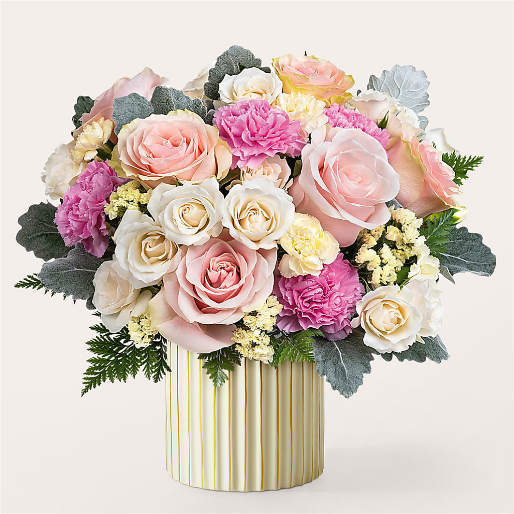 Blissful Moments Bouquet with Ivory Vase – PIERSON'S FLOWER SHOP & GREENHOUSES INC, Cedar Rapids IA