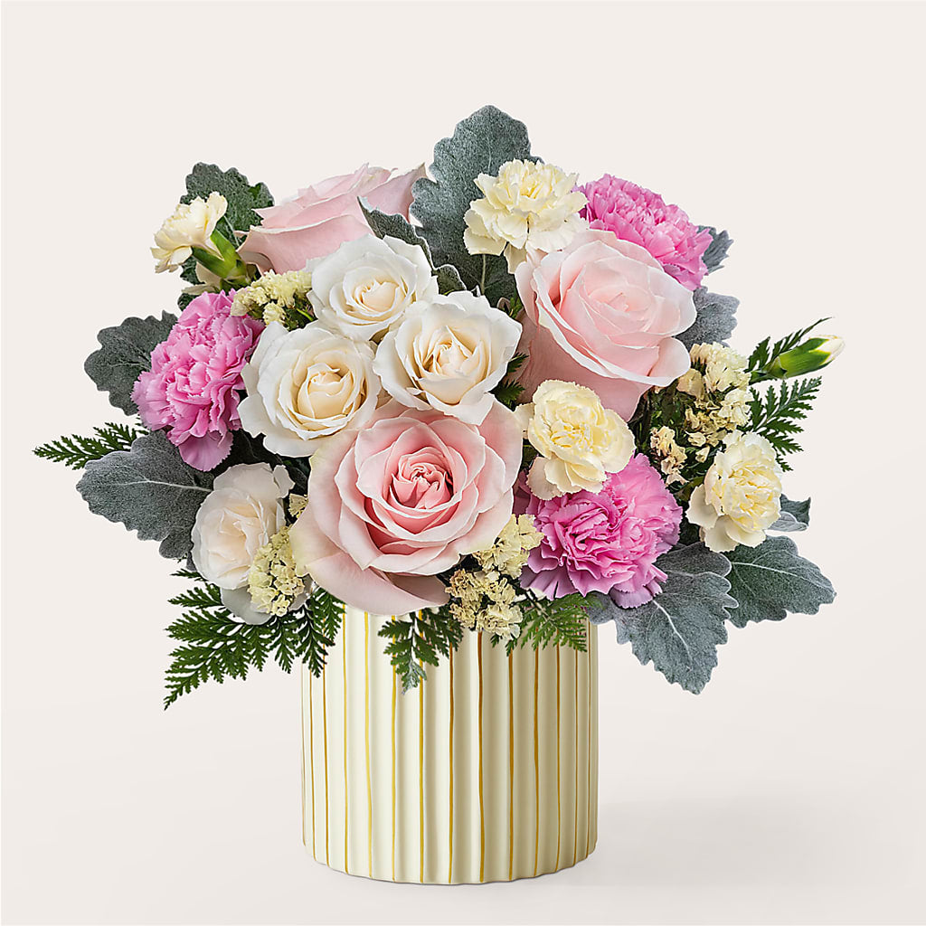 Blissful Moments Bouquet with Ivory Vase – PIERSON'S FLOWER SHOP & GREENHOUSES INC, Cedar Rapids IA
