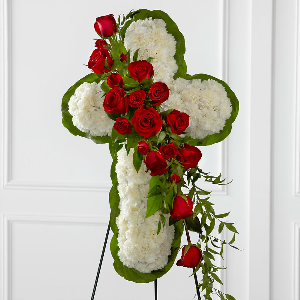 Floral Cross Easel – PIERSON'S FLOWER SHOP & GREENHOUSES INC, Cedar Rapids IA