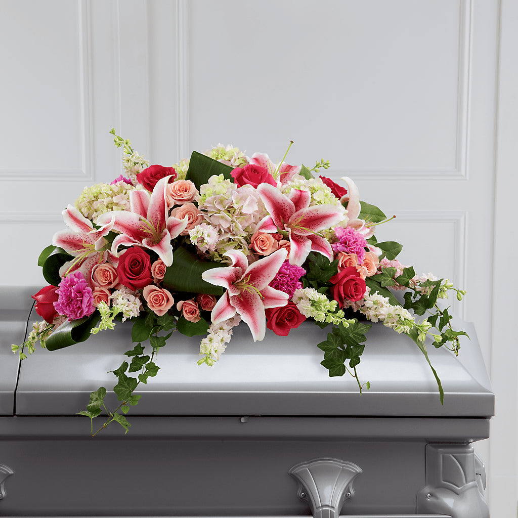 Splendid Grace Casket Spray – PIERSON'S FLOWER SHOP & GREENHOUSES INC, Cedar Rapids IA