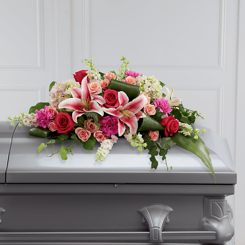 Splendid Grace Casket Spray – PIERSON'S FLOWER SHOP & GREENHOUSES INC, Cedar Rapids IA