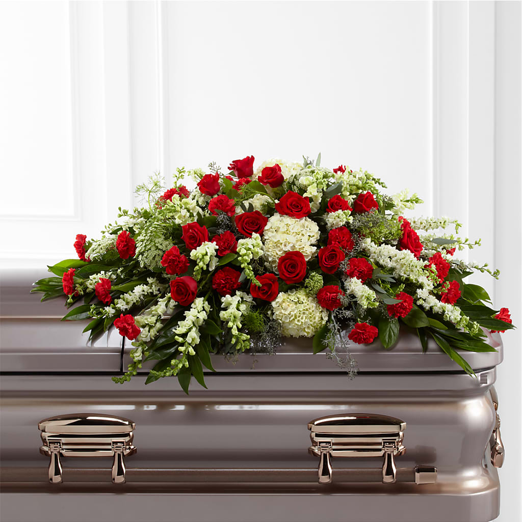 Sincerity Casket Spray – PIERSON'S FLOWER SHOP & GREENHOUSES INC, Cedar Rapids IA