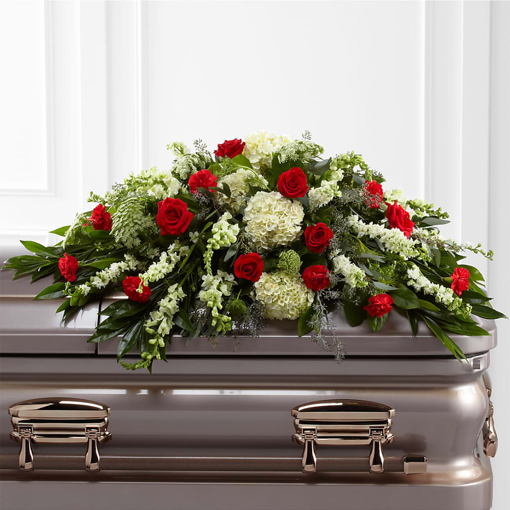 Sincerity Casket Spray – PIERSON'S FLOWER SHOP & GREENHOUSES INC, Cedar Rapids IA