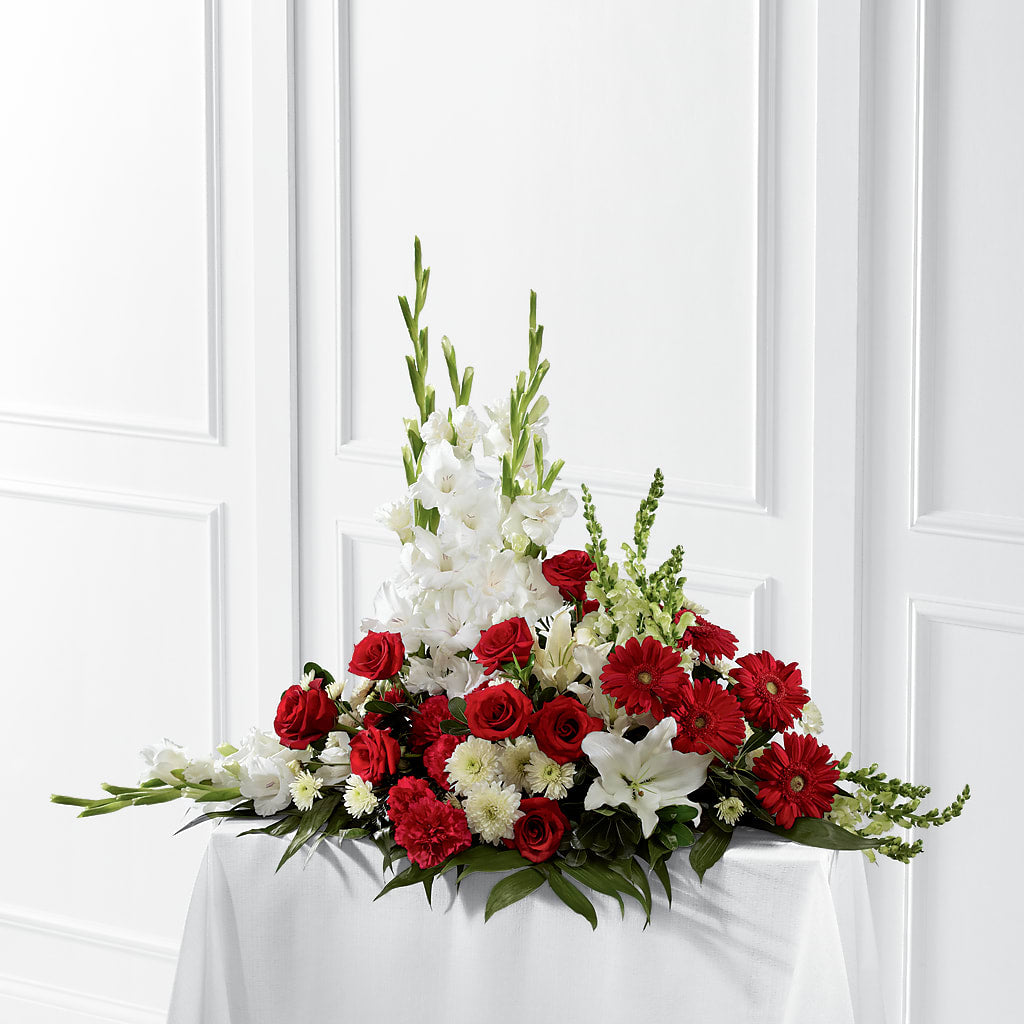 Crimson & White Arrangement – PIERSON'S FLOWER SHOP & GREENHOUSES INC, Cedar Rapids IA