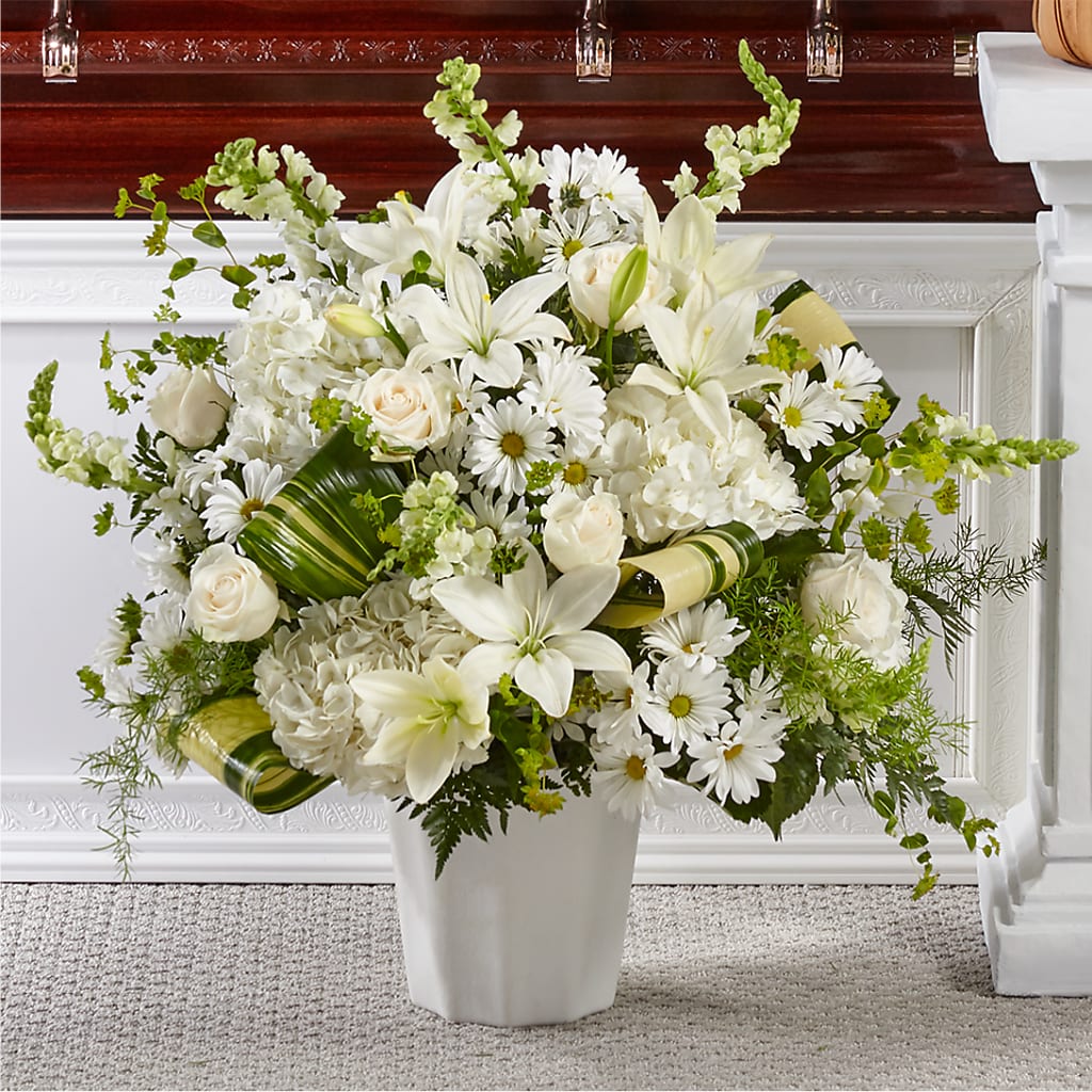 Thoughts of Tranquility Floor Basket – PIERSON'S FLOWER SHOP & GREENHOUSES INC, Cedar Rapids IA