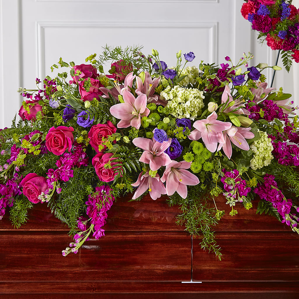 Radiant Tribute Casket Spray – PIERSON'S FLOWER SHOP & GREENHOUSES INC, Cedar Rapids IA