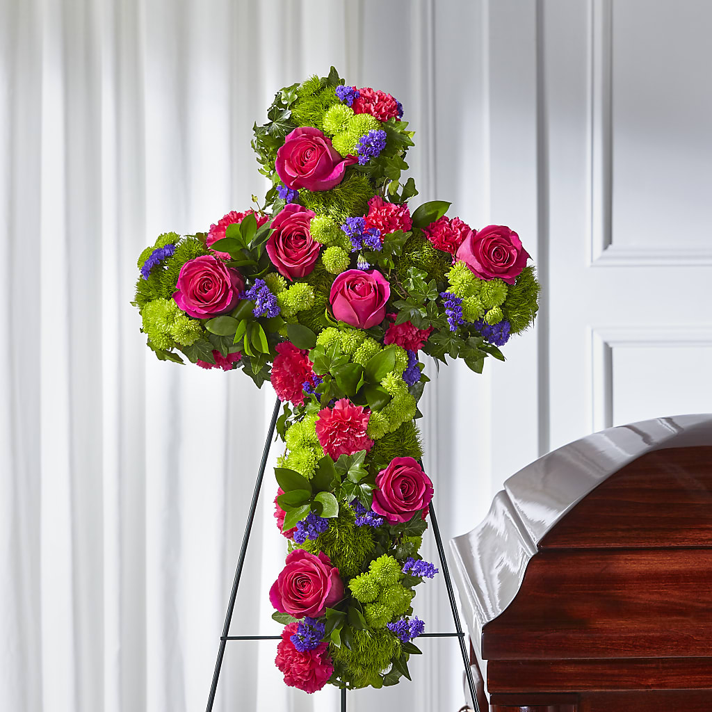Tribute Rose Floral Cross – PIERSON'S FLOWER SHOP & GREENHOUSES INC, Cedar Rapids IA