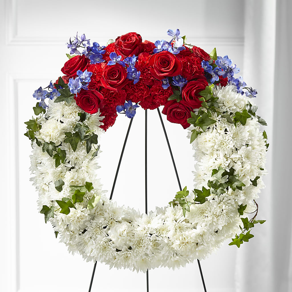 Patriotic Passion Wreath – PIERSON'S FLOWER SHOP & GREENHOUSES INC, Cedar Rapids IA