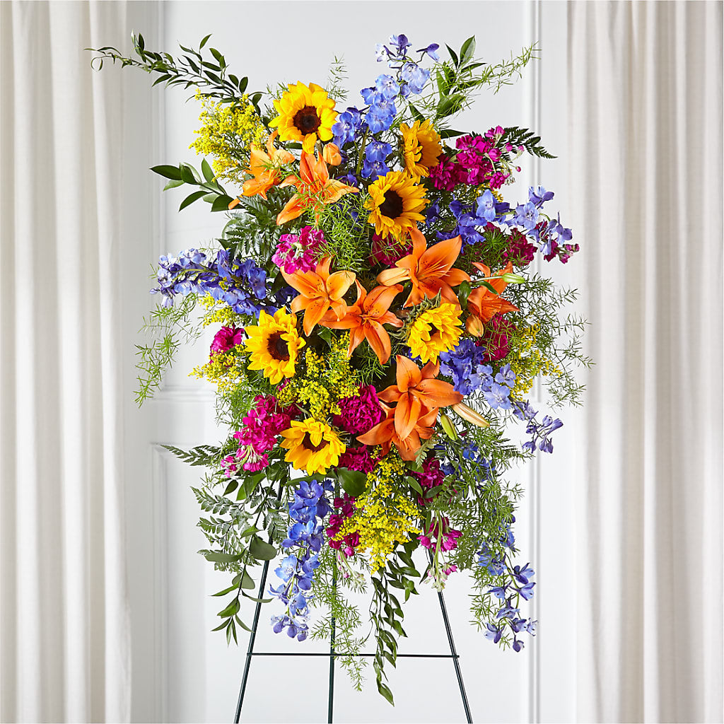 Sunlit Memories Standing Spray (Standard) – PIERSON'S FLOWER SHOP & GREENHOUSES INC, Cedar Rapids IA