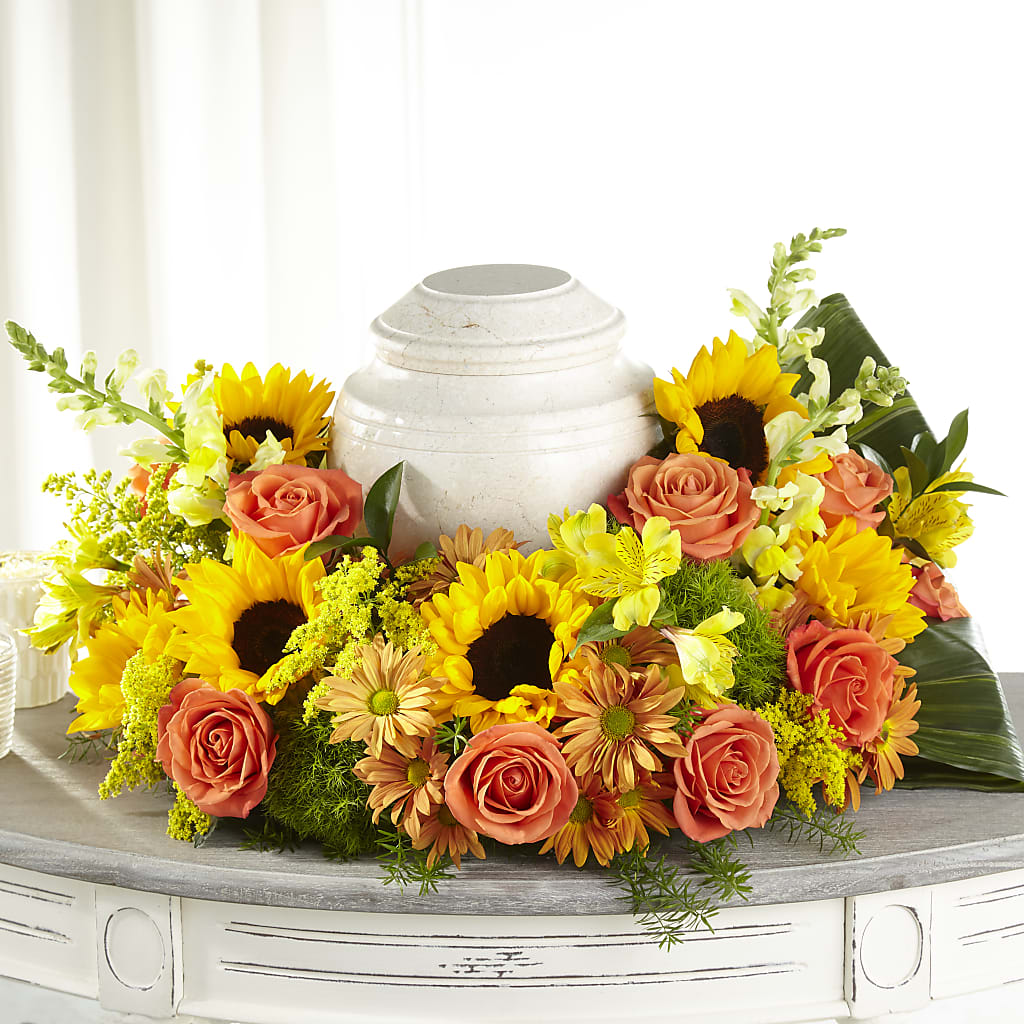 Faithful Sunflower Cremation Adornment – PIERSON'S FLOWER SHOP & GREENHOUSES INC, Cedar Rapids IA