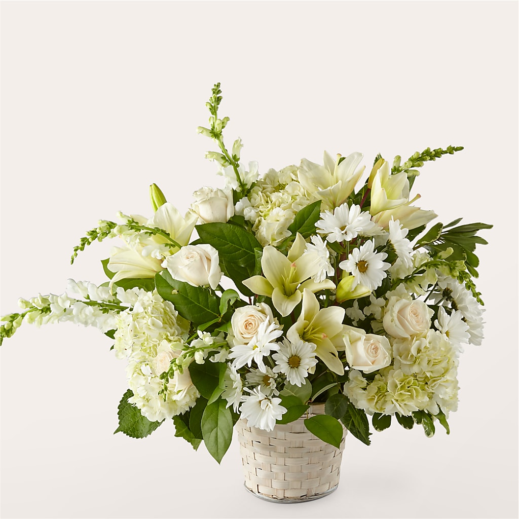 Ivory Elegance Floral Basket – PIERSON'S FLOWER SHOP & GREENHOUSES INC, Cedar Rapids IA