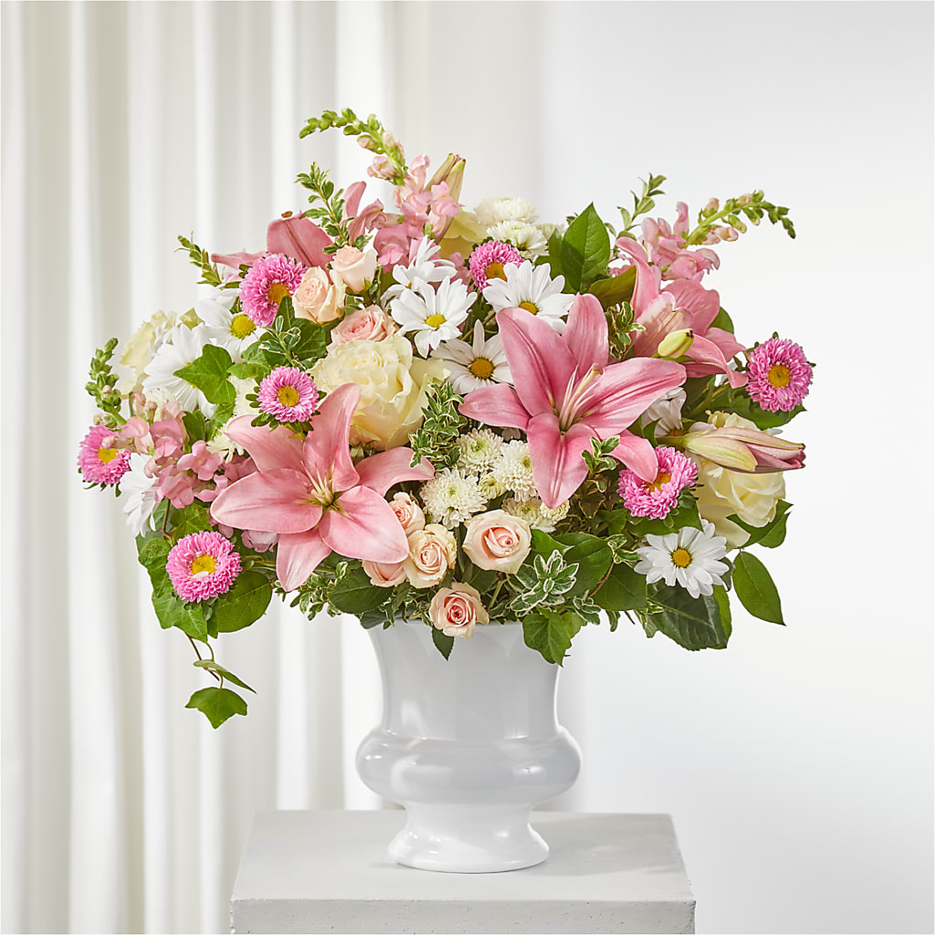Empathetic Blooms Urn Arrangement – PIERSON'S FLOWER SHOP & GREENHOUSES INC, Cedar Rapids IA