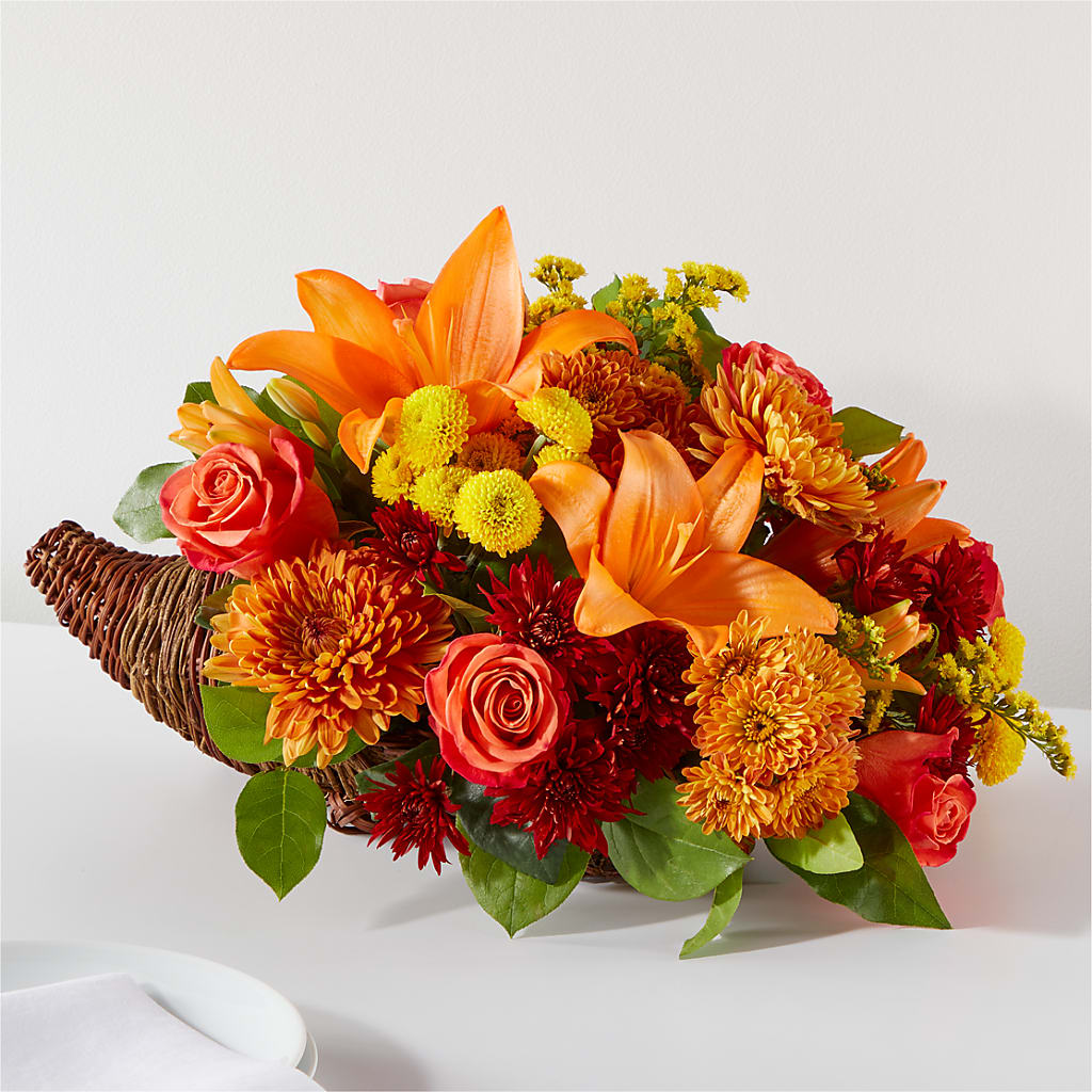 Bouquet of Blessings Cornucopia – PIERSON'S FLOWER SHOP & GREENHOUSES INC, Cedar Rapids IA