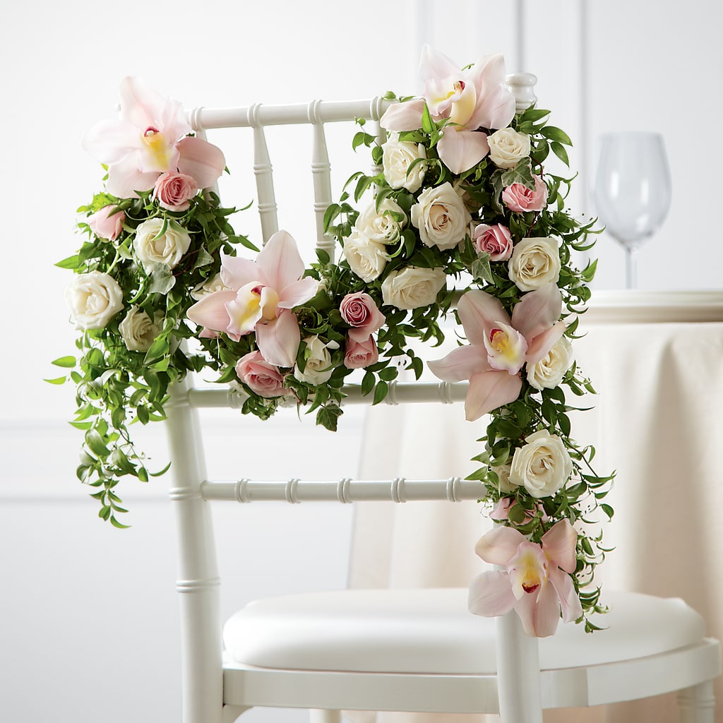 Orchid Rose Chair Décor – PIERSON'S FLOWER SHOP & GREENHOUSES INC, Cedar Rapids IA