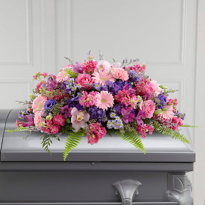 Glorious Garden Casket Spray – PIERSON'S FLOWER SHOP & GREENHOUSES INC, Cedar Rapids IA