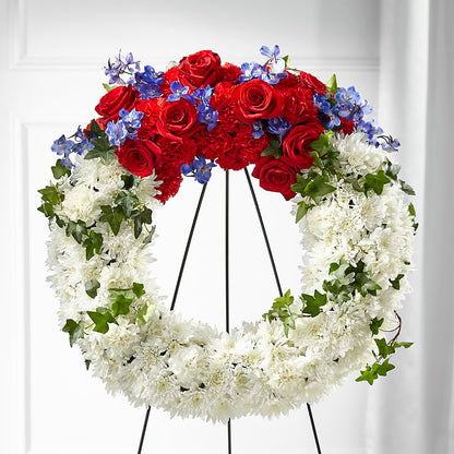 Patriotic Passion Wreath – PIERSON'S FLOWER SHOP & GREENHOUSES INC, Cedar Rapids IA