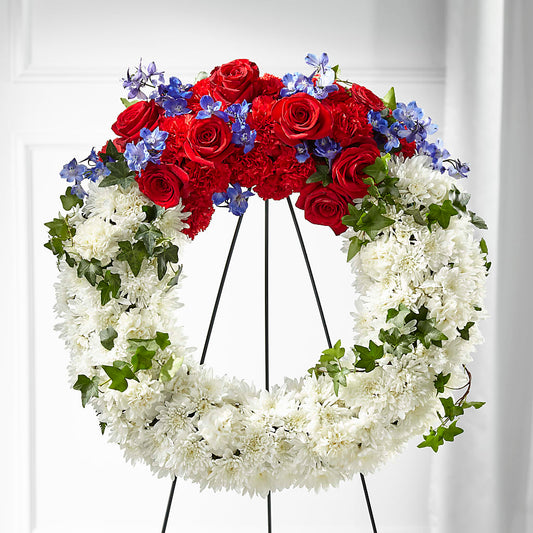 Patriotic Passion Wreath – PIERSON'S FLOWER SHOP & GREENHOUSES INC, Cedar Rapids IA