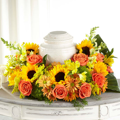 Faithful Sunflower Cremation Adornment – PIERSON'S FLOWER SHOP & GREENHOUSES INC, Cedar Rapids IA