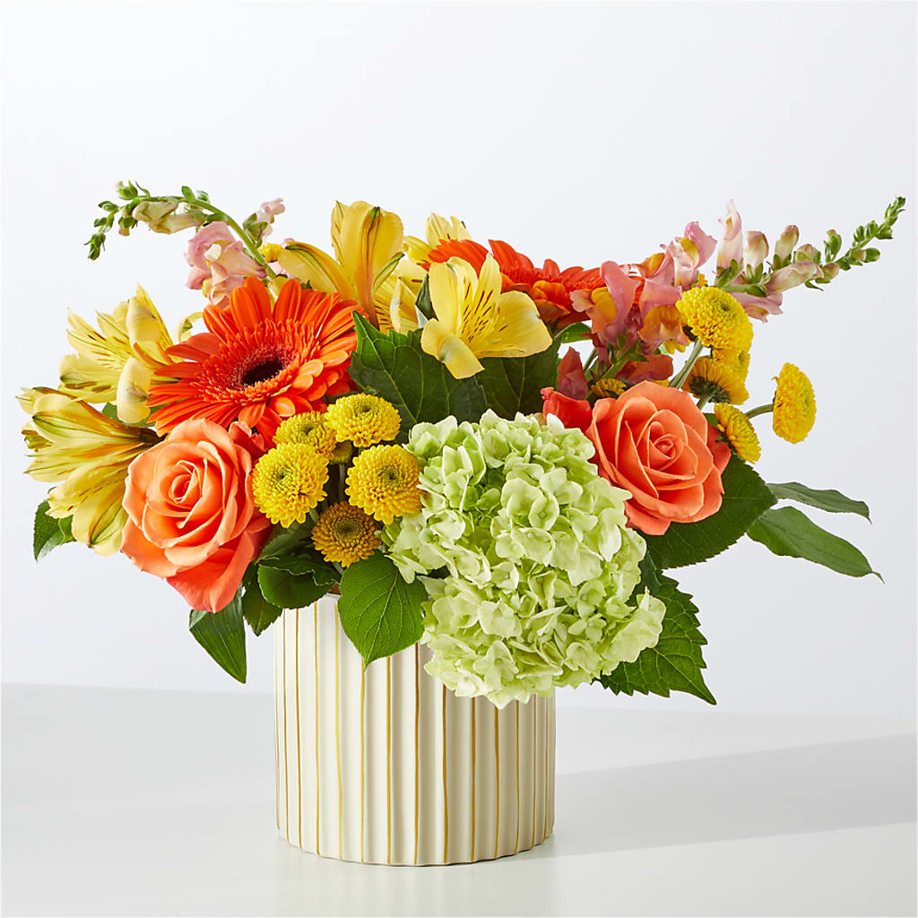 Autumn Sunshine Bouquet with Ivory Vase – PIERSON'S FLOWER SHOP & GREENHOUSES INC, Cedar Rapids IA