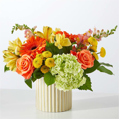 Autumn Sunshine Bouquet with Ivory Vase – PIERSON'S FLOWER SHOP & GREENHOUSES INC, Cedar Rapids IA