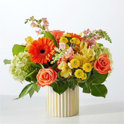 Autumn Sunshine Bouquet with Ivory Vase – PIERSON'S FLOWER SHOP & GREENHOUSES INC, Cedar Rapids IA