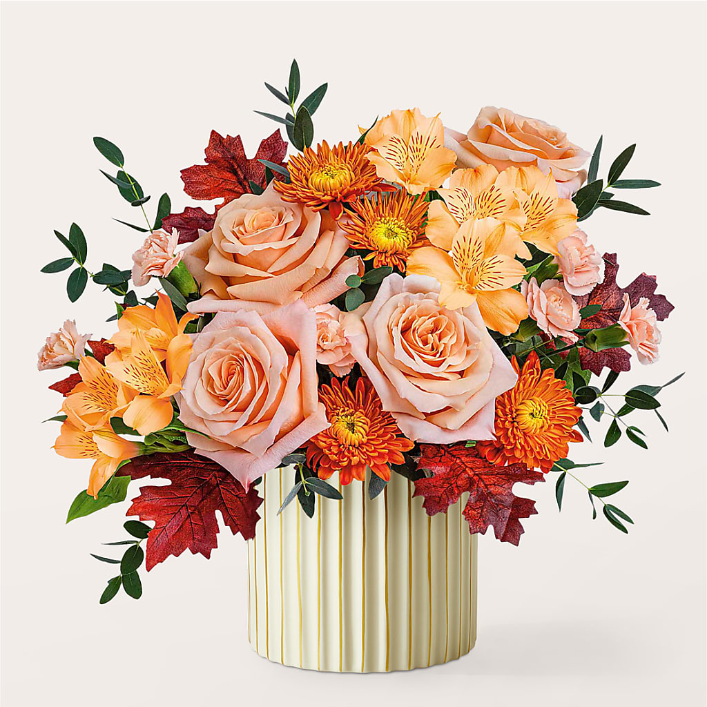 Spiced Latte Bouquet with Ivory Vase – PIERSON'S FLOWER SHOP & GREENHOUSES INC, Cedar Rapids IA
