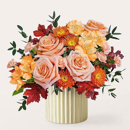 Spiced Latte Bouquet with Ivory Vase – PIERSON'S FLOWER SHOP & GREENHOUSES INC, Cedar Rapids IA