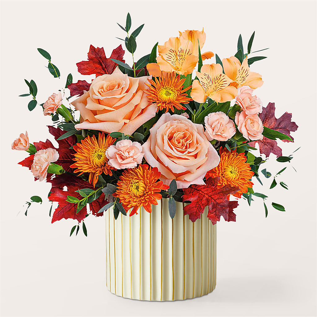 Spiced Latte Bouquet with Ivory Vase – PIERSON'S FLOWER SHOP & GREENHOUSES INC, Cedar Rapids IA