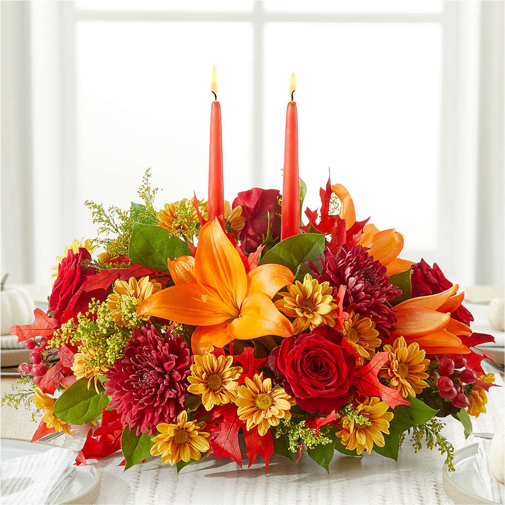 Autumn's Embrace Centerpiece – PIERSON'S FLOWER SHOP & GREENHOUSES INC, Cedar Rapids IA