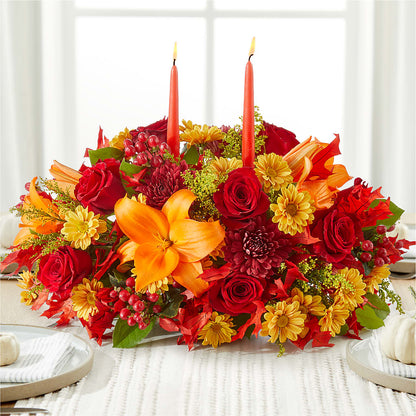 Autumn's Embrace Centerpiece – PIERSON'S FLOWER SHOP & GREENHOUSES INC, Cedar Rapids IA